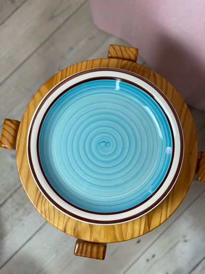 Italian dinner plates with blue swirl