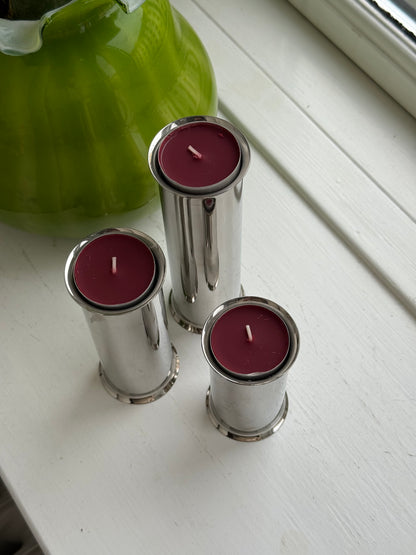 Vaser og fyrfadsstager i krom - sæt af 3