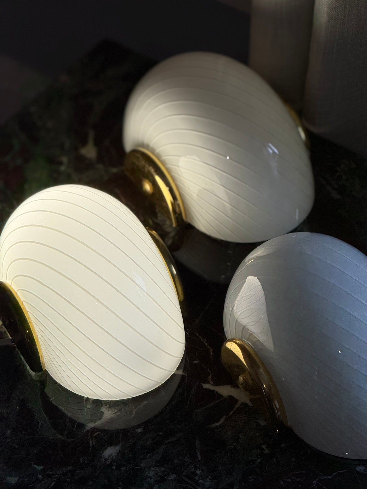 Vintage Murano entrelampe - hvid med fint swirl