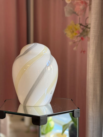 Vintage vetri murano bordlampe med gul og grå striber