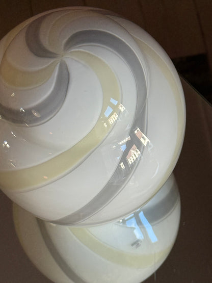 Vintage vetri murano bordlampe med gul og grå striber