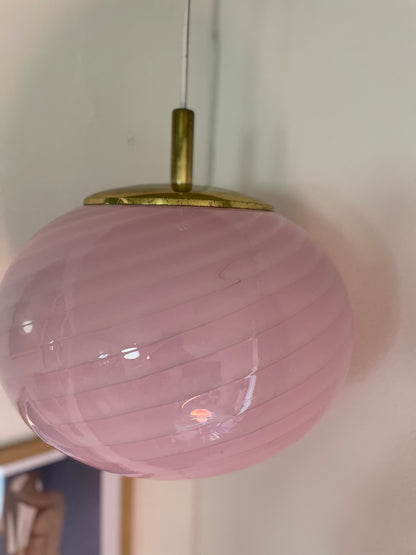 Bubblegum pink vintage Vetri Murano pendel med fejl