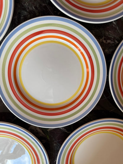 6 regnbue stribede middagstallerkener
