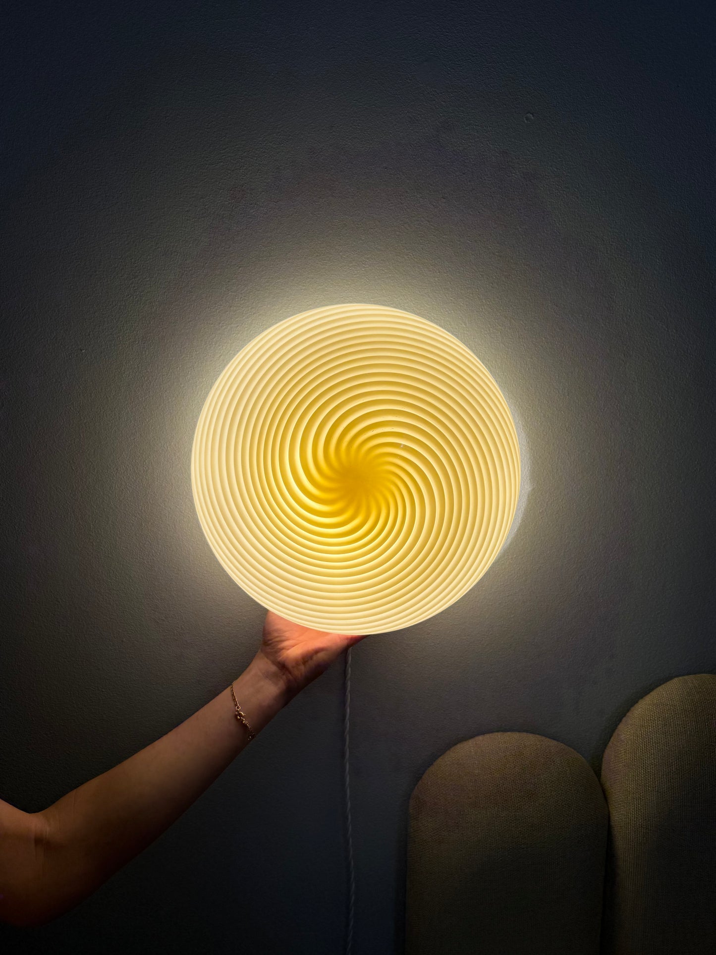 Gul vintage vetri Murano væglampe 30cm