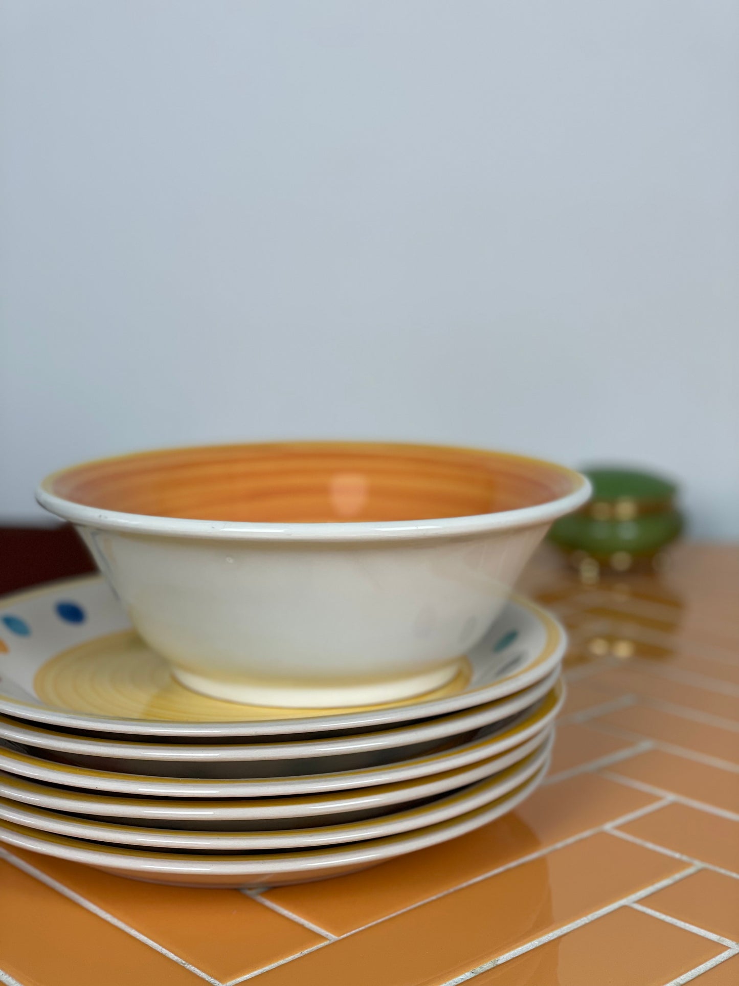 Large bowl with warm orange swirl