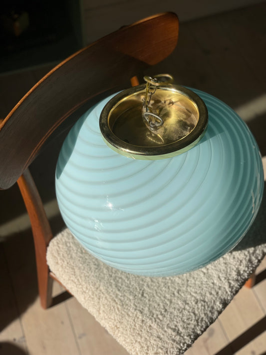 Vintage Vetri Murano blue pendant light 40cm