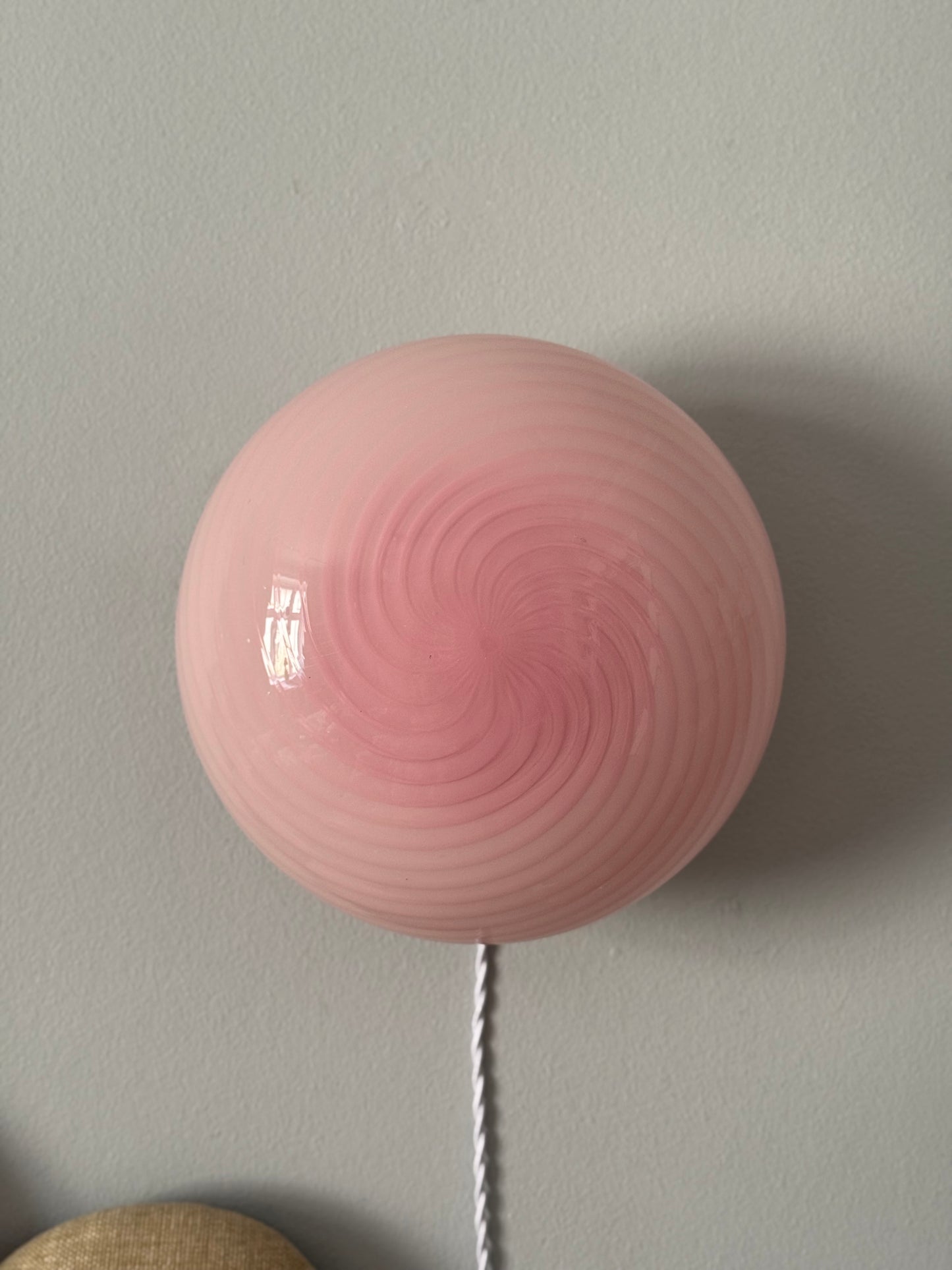 Lyserød vintage vetri Murano væglampe 26cm