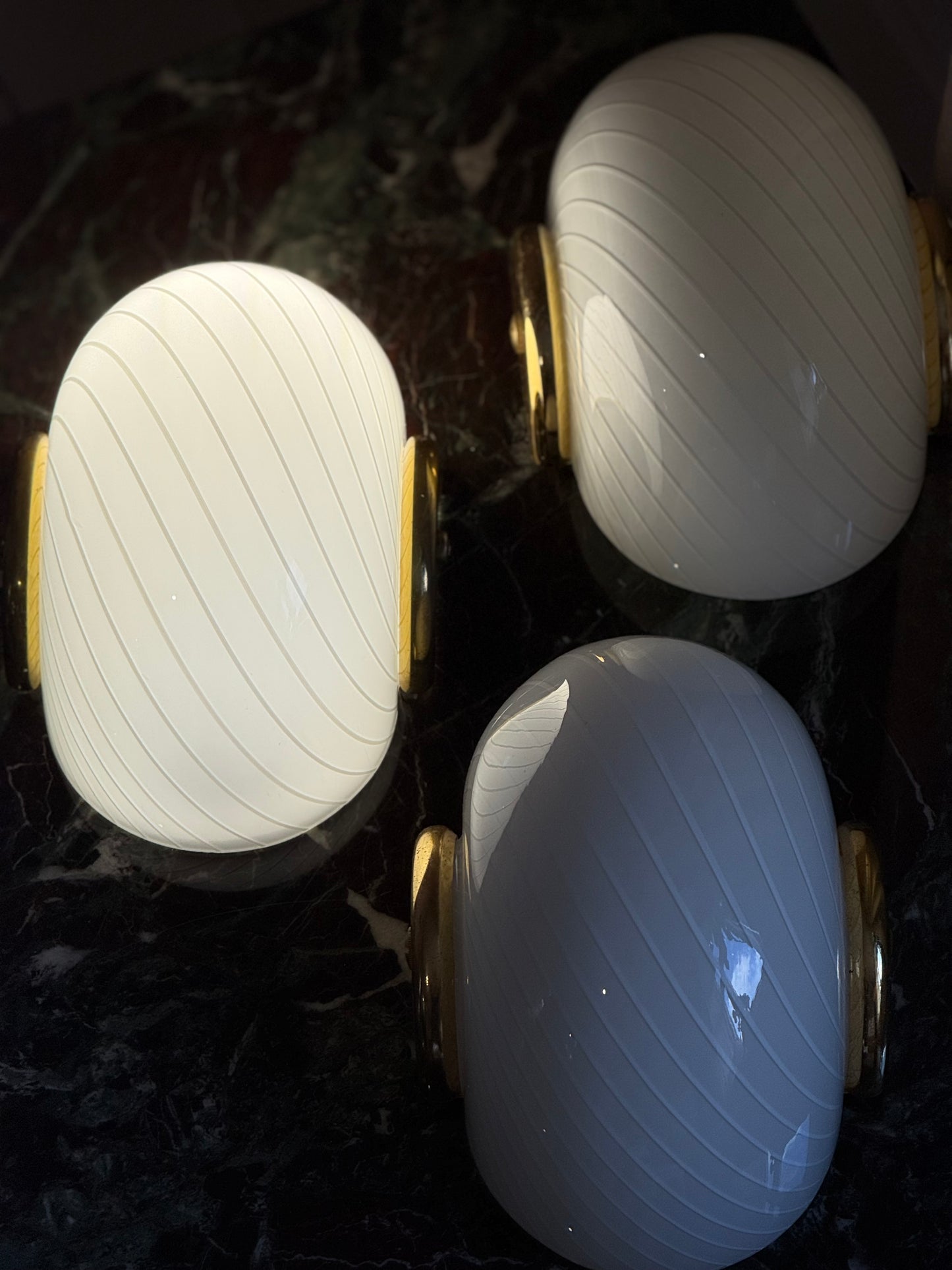 Vintage Murano entrelampe - hvid med fint swirl