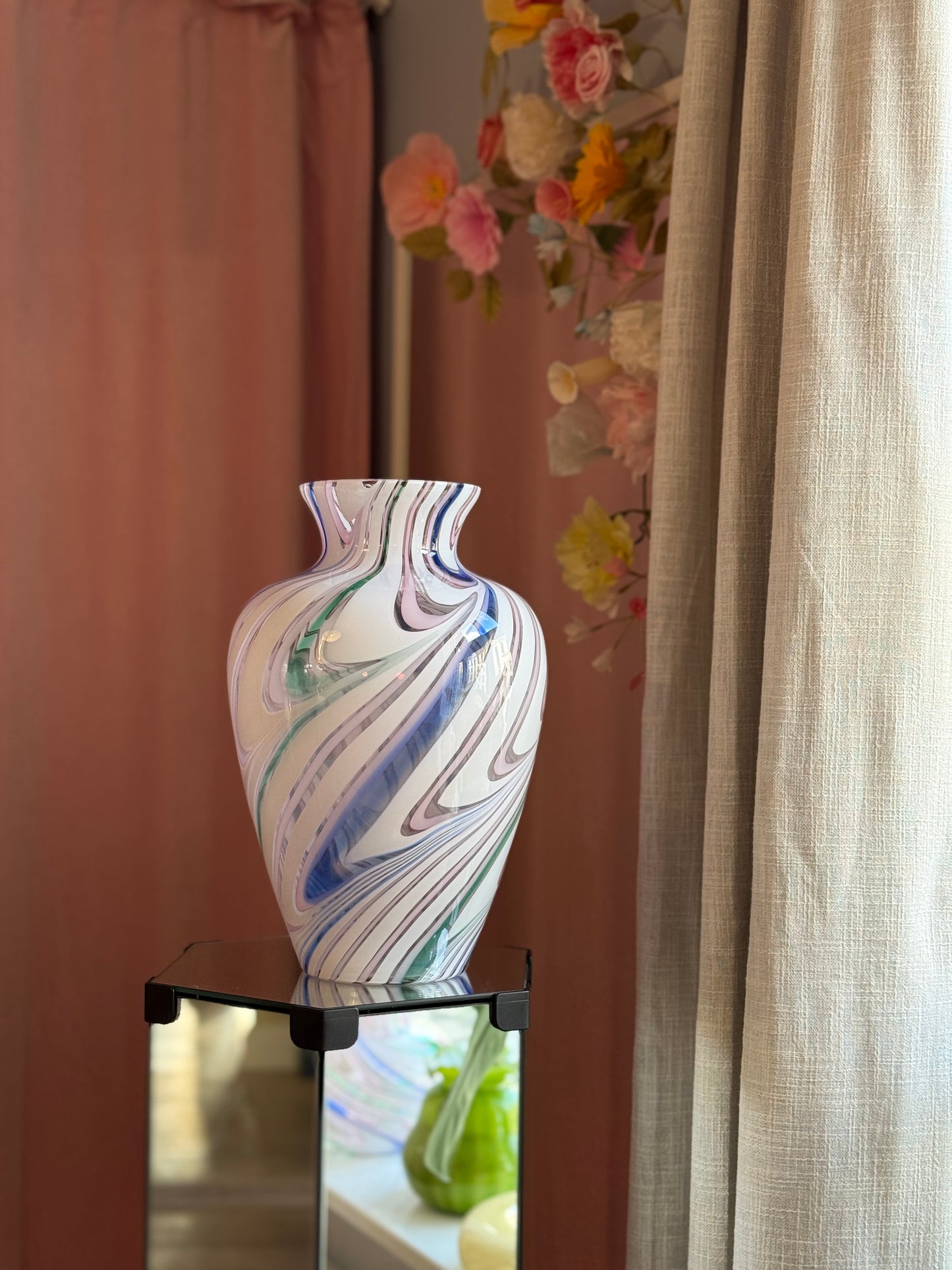 Vintage Murano Michielotto regnbue glasvase