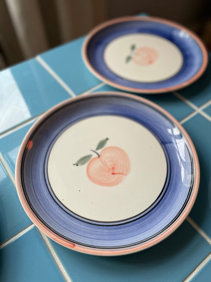 Set of two dinner plates with peaches