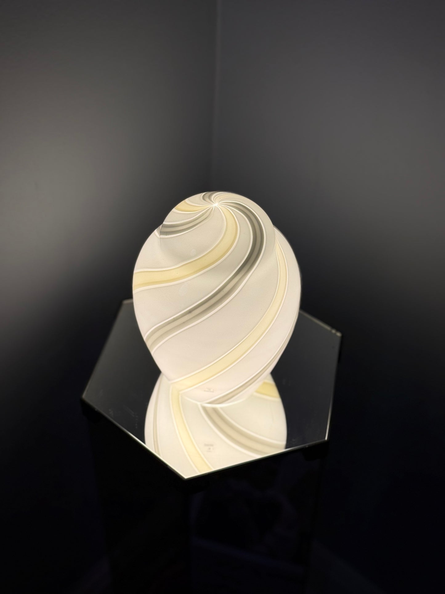 Vintage vetri murano bordlampe med gul og grå striber