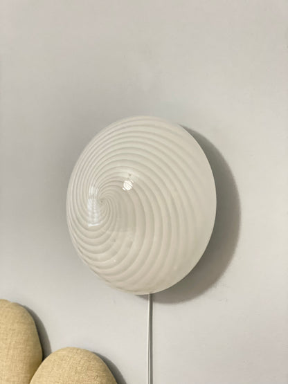 Vintage Murano hvid swirl væglampe 29cm