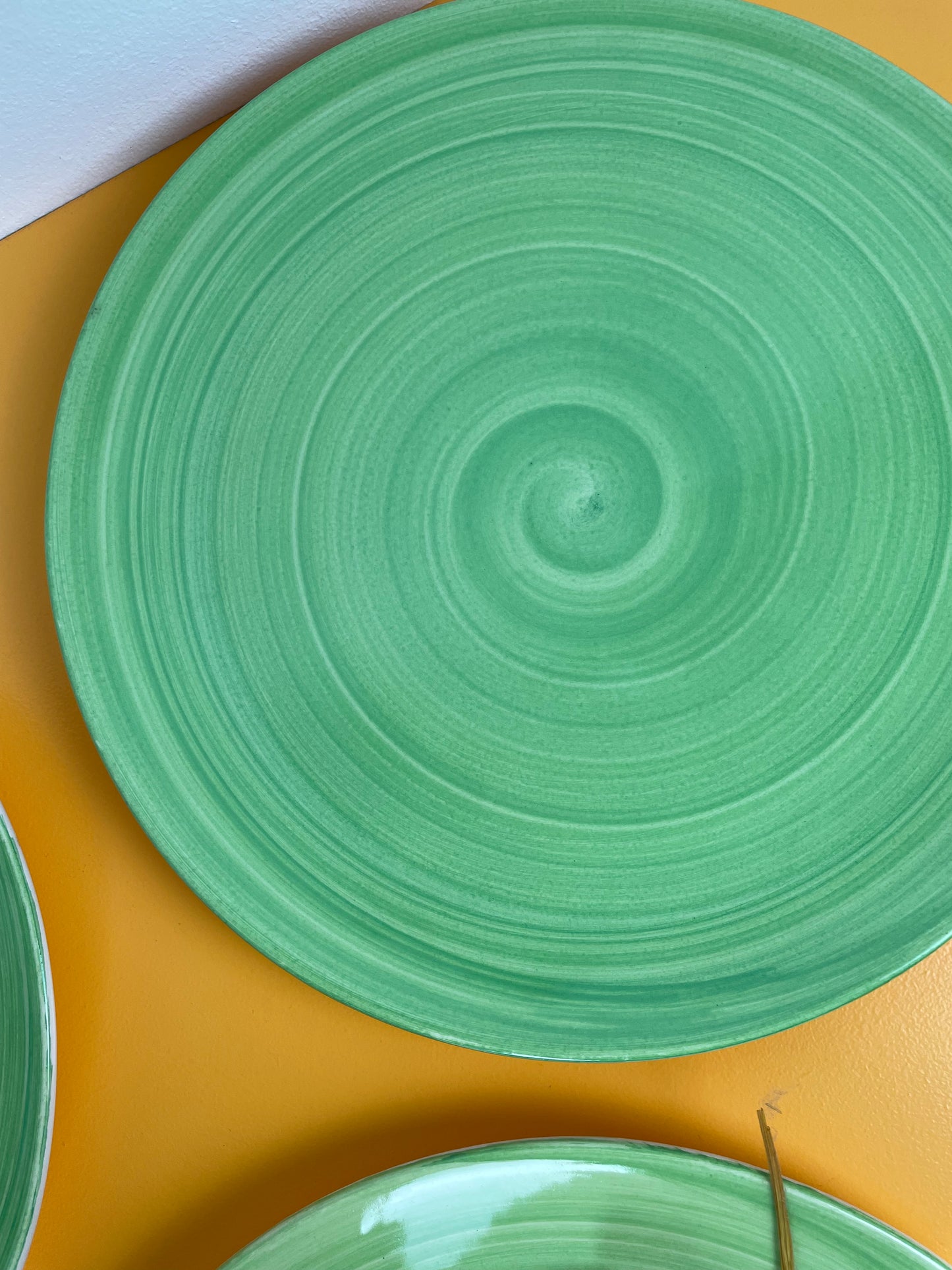 Large green swirl plates