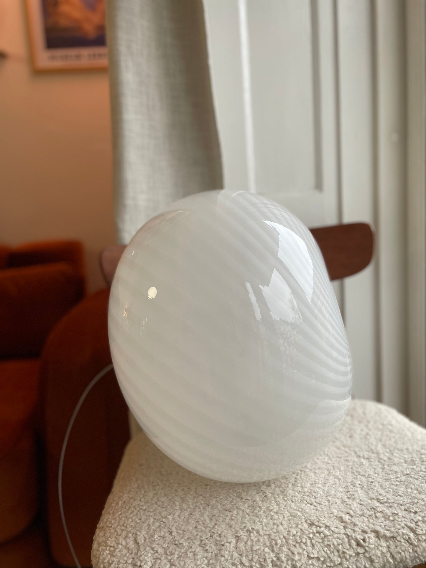 Vintage Murano hvid swirl loftlampe