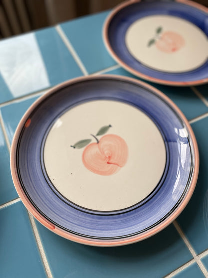 Set of two dinner plates with peaches