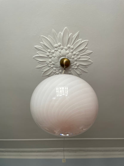 Vintage Murano lyserøde swirl pendel