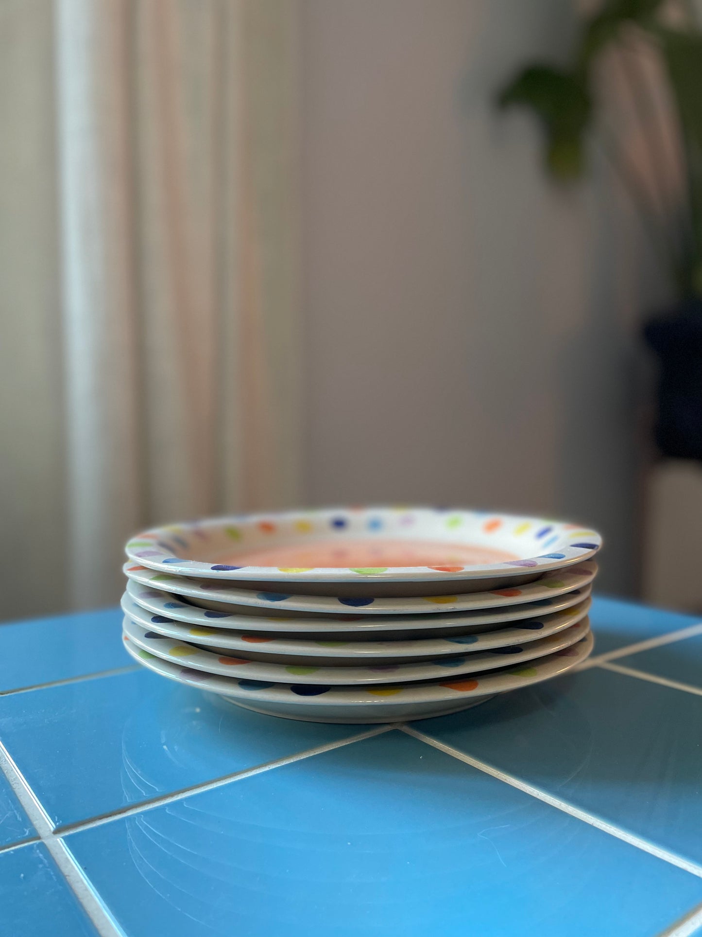 Tivoli-style dinner plates with an orange center