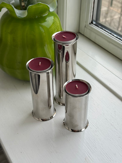 Vaser og fyrfadsstager i krom - sæt af 3