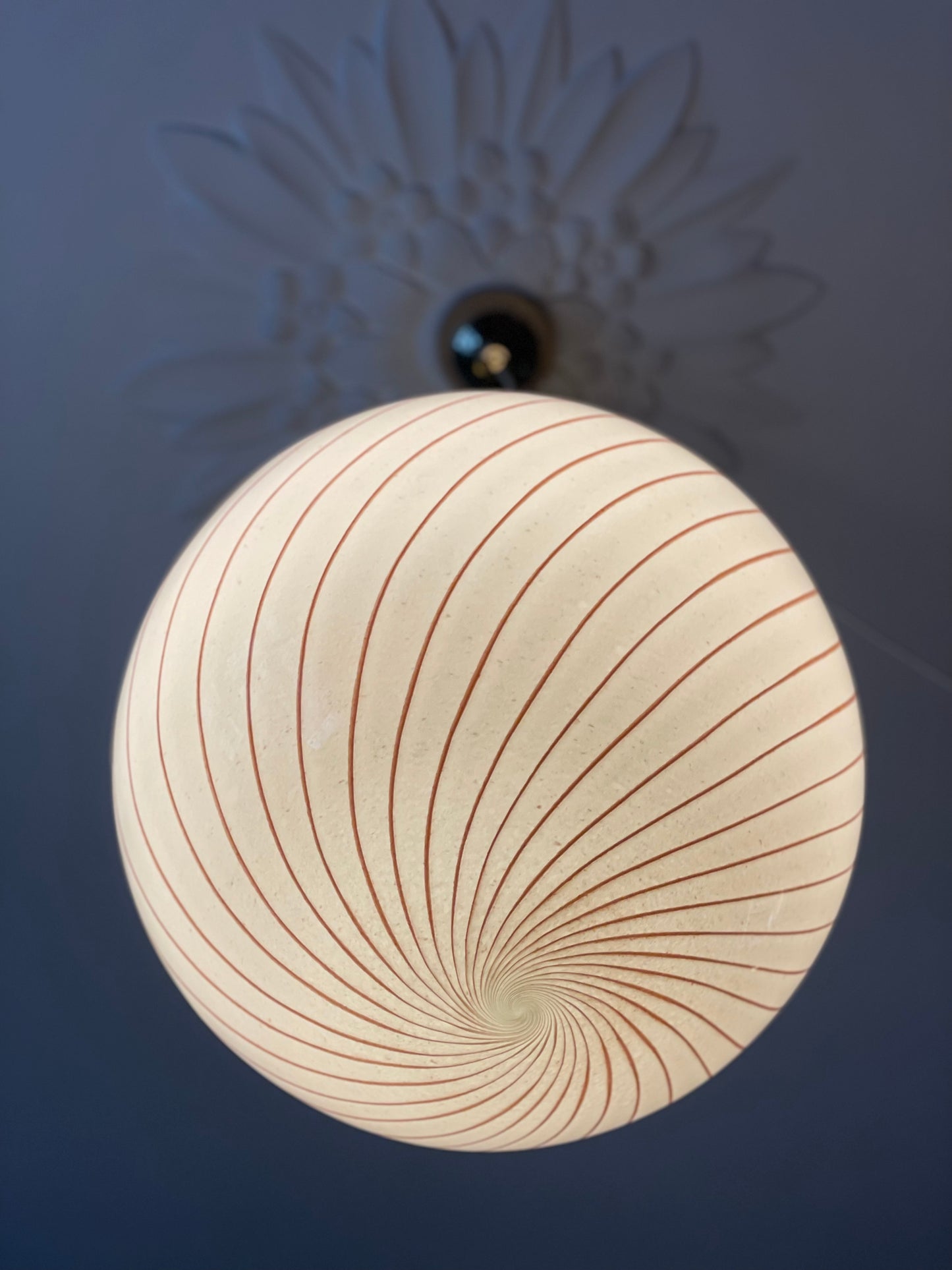 Vintage Murano loftlampe med pink striber