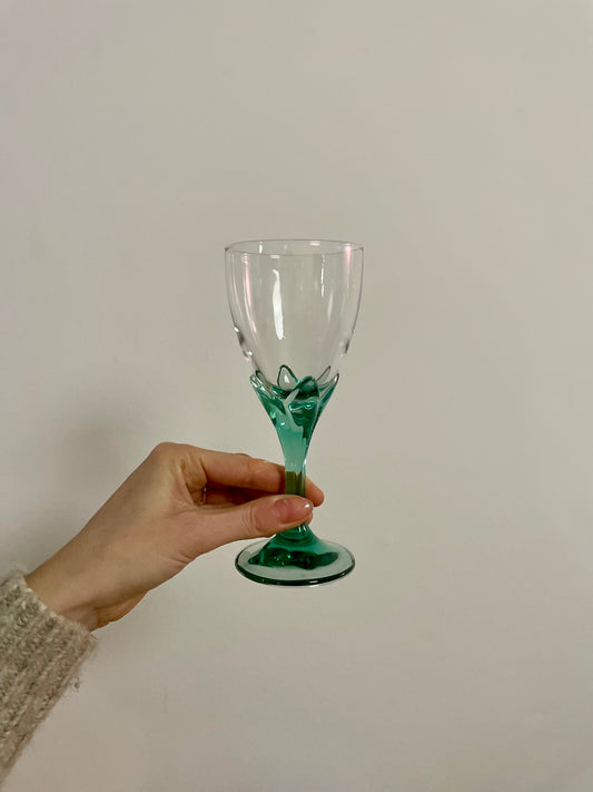 Bormioli wine glass with green base