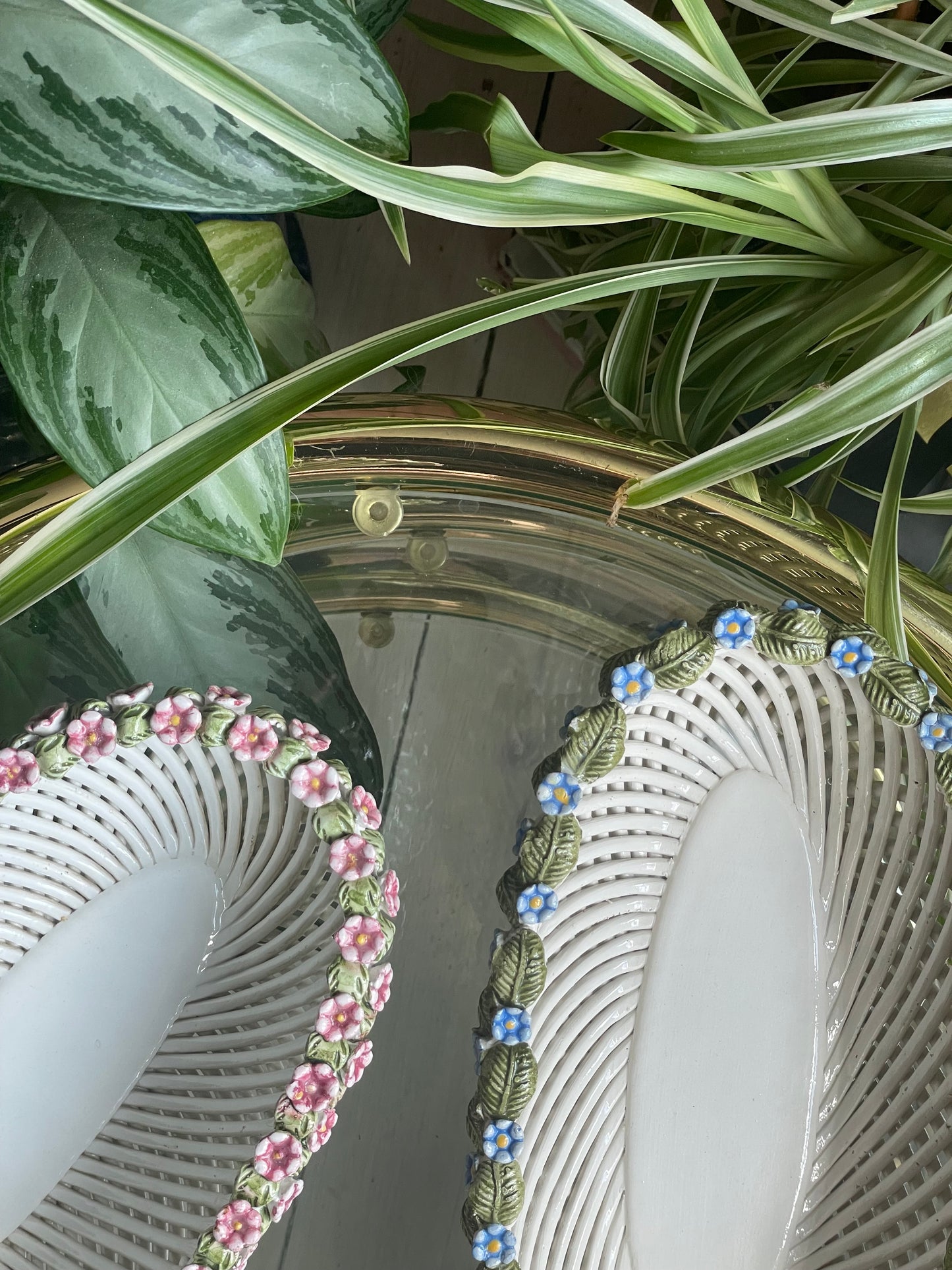 Italian wicker basket with flowers