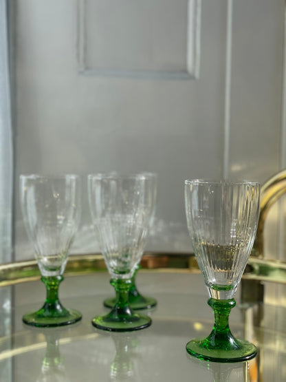 Wine glass with green base