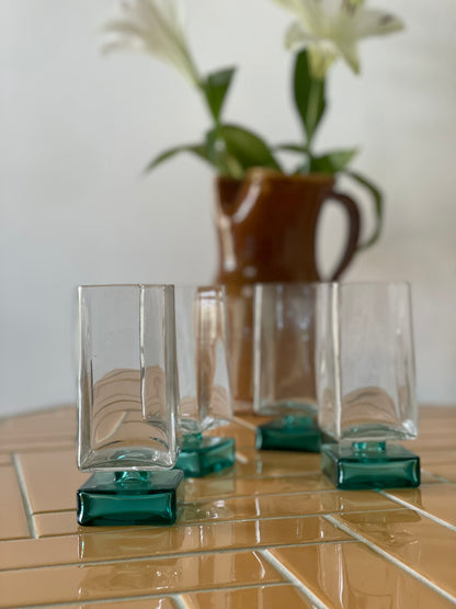 Square glasses with green base