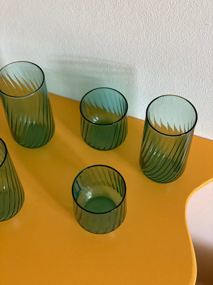 Green swirl glasses