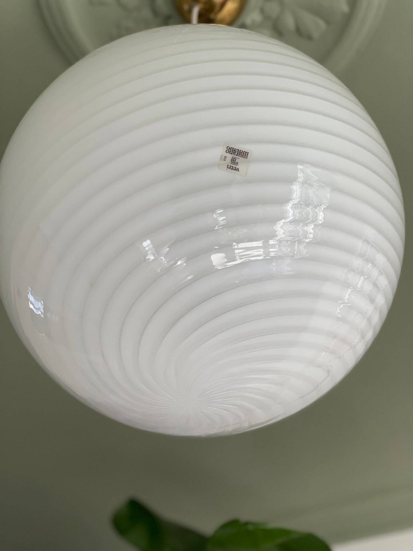 Vintage Vetri Murano ceiling lamp 40cm white swirl