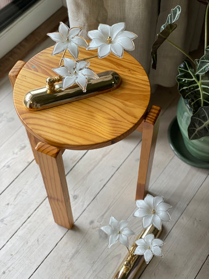 Sæt af vintage Murano væglamper i messing med hvide blomster