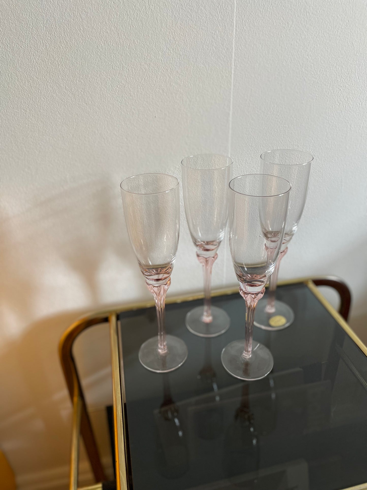 Champagne glass with pink stem