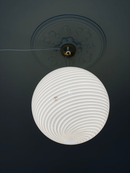 Vintage Vetri Murano loftlampe 40cm hvid swirl