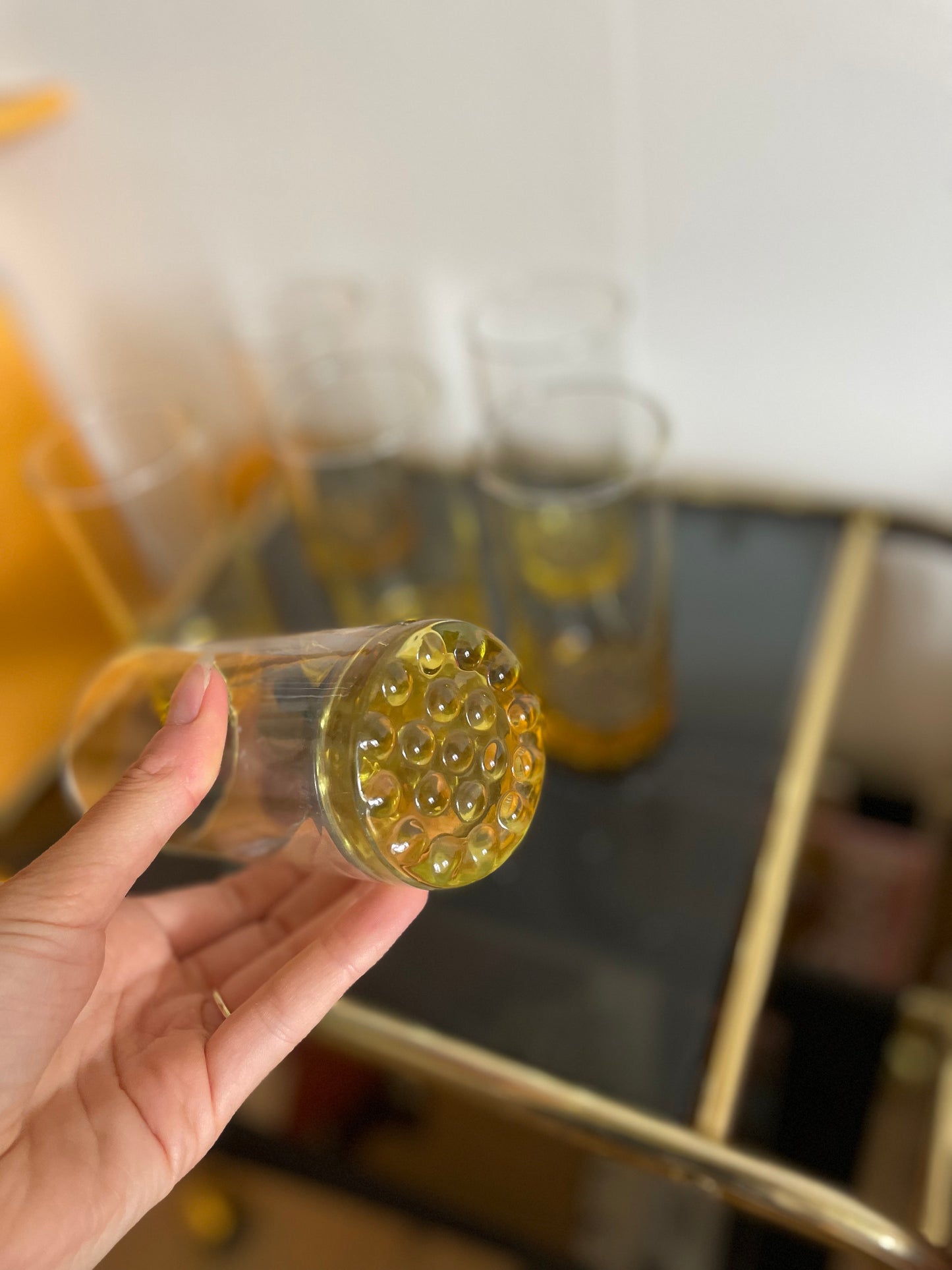 Highball glass with yellow base
