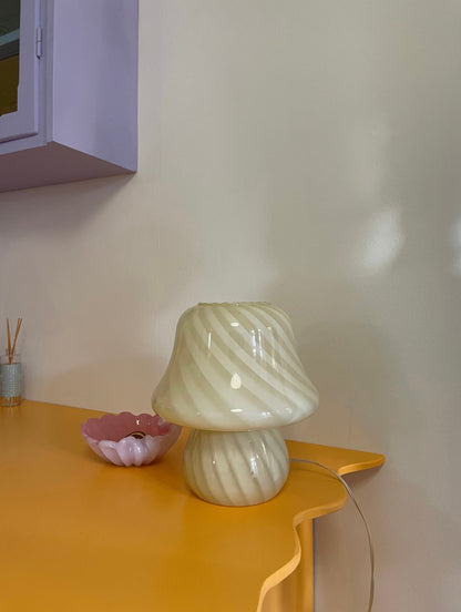 Vintage Murano gul mushroom bordlampe