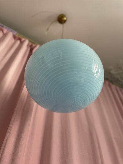 Vintage Vetri Murano blue swirl ceiling lamp