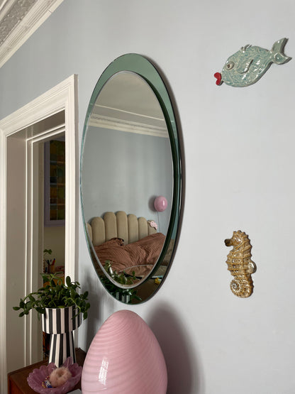 Italian vintage mirror with green edge