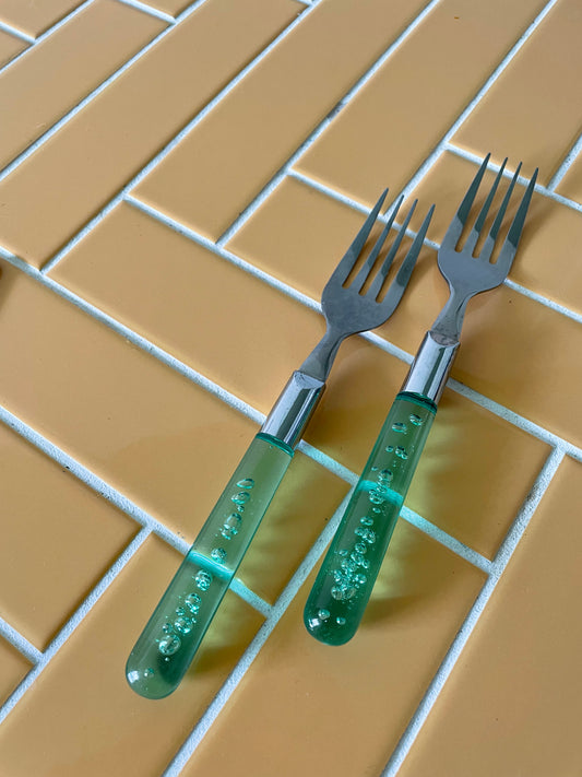 Bubble forks - green plastic