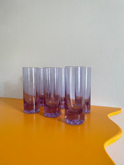 6 Purple highball glass with tall solid base