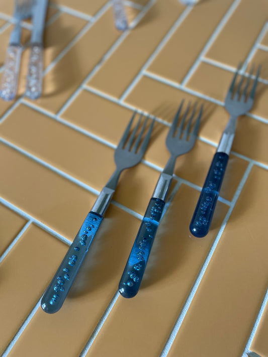 Bubble forks - blue plastic
