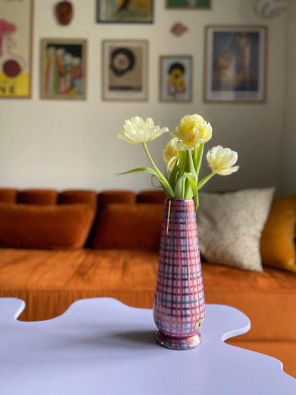 Checkered tall vase