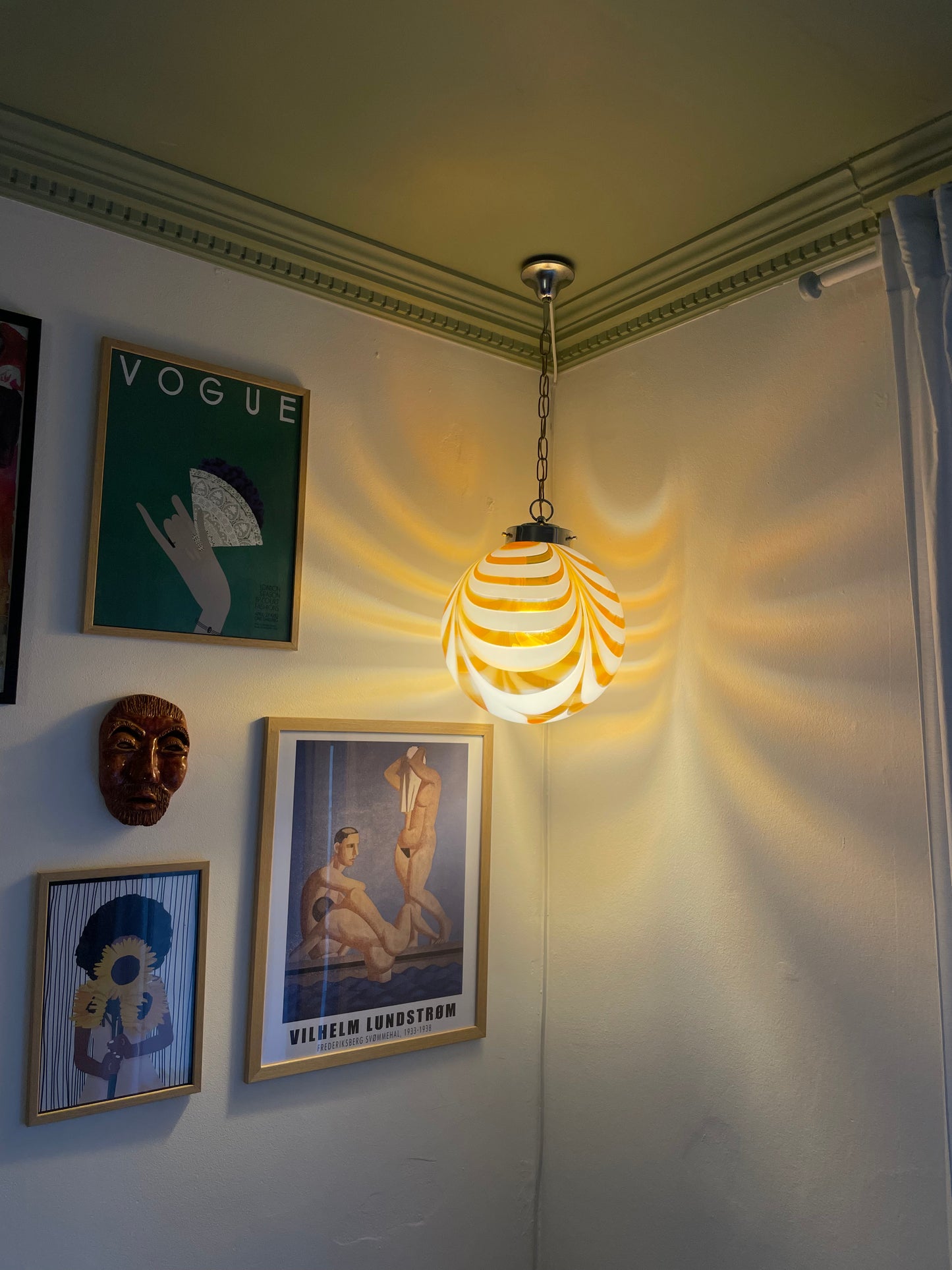 Vintage Mazzega Murano orange loftlampe 30cm