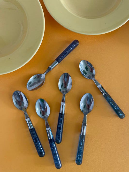 Spoons with blue bubble handle