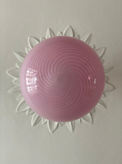 Pink vintage Vetri Murano ceiling lamp 35cm