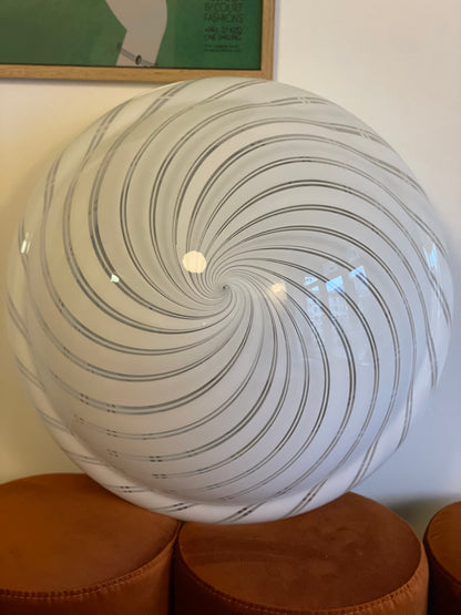 Mega vintage Murano wall lamp with white swirl 47cm
