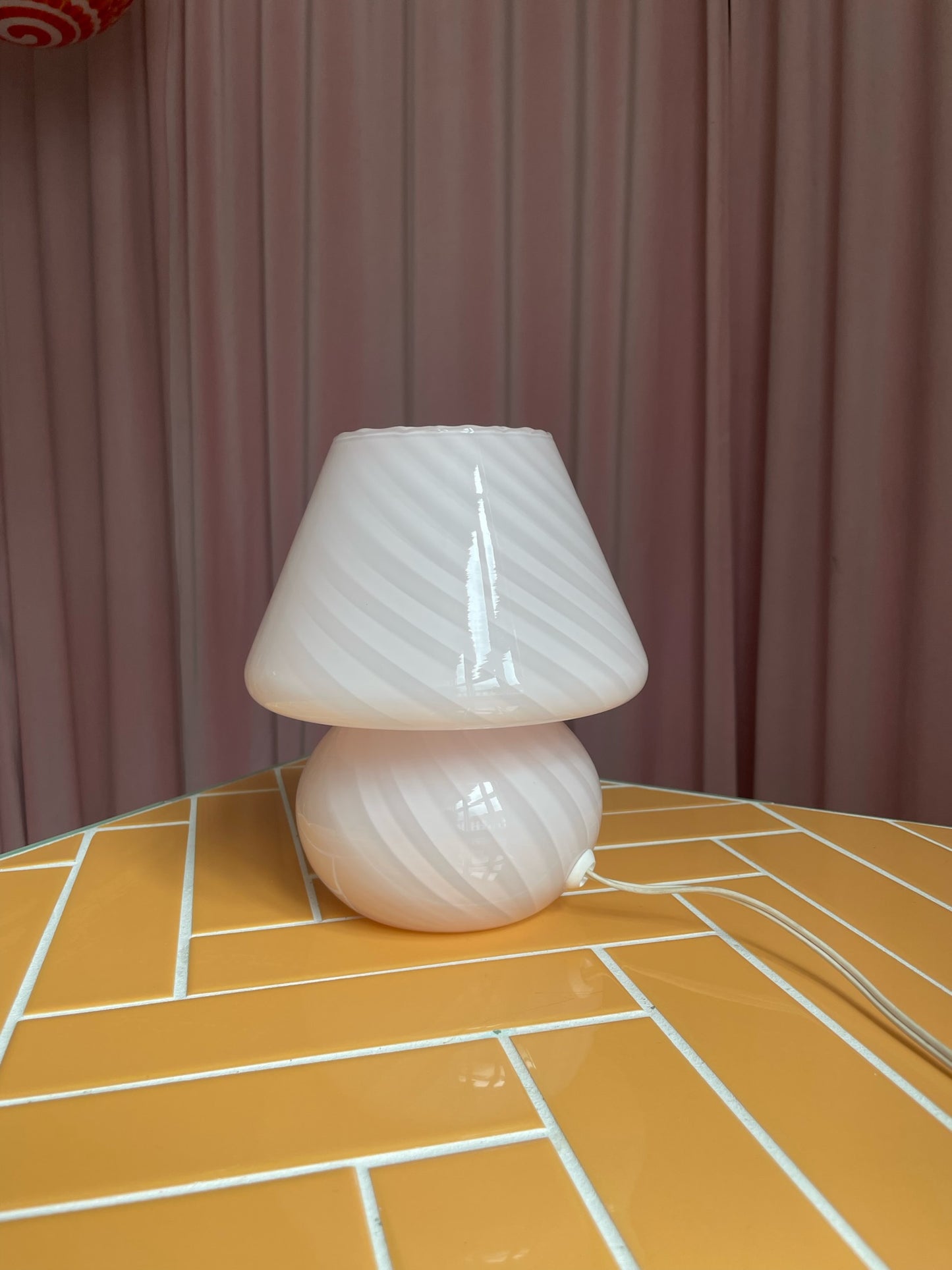 Vintage Murano Rosa mushroom table lamp