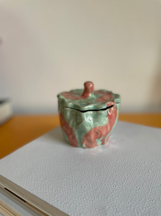 Colored ceramic - jar with lid
