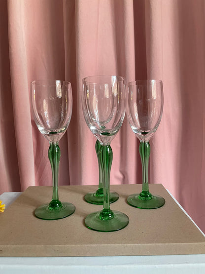Wine glass with green base