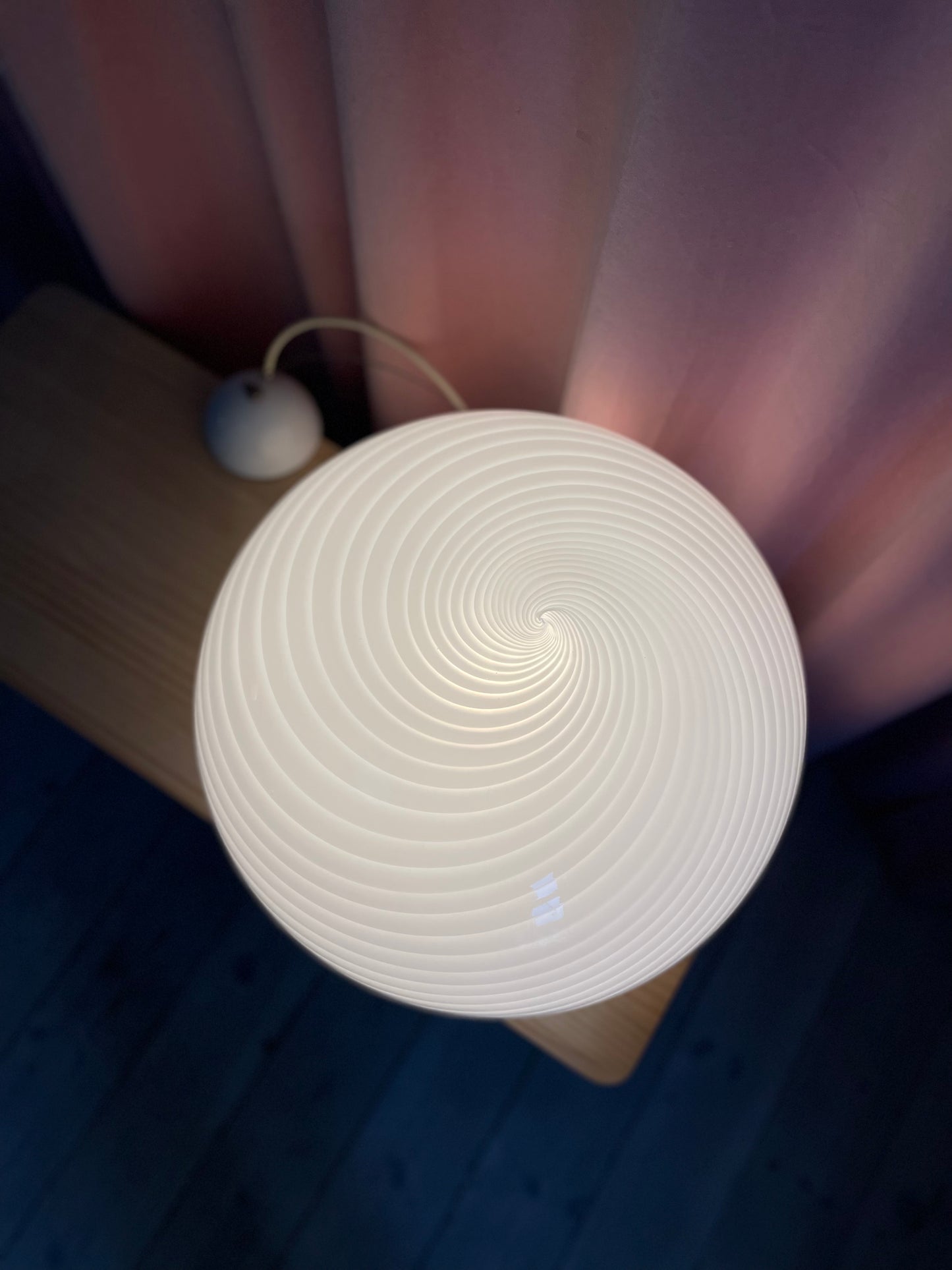 Vintage Murano pendel loftlampe 40cm hvid swirl