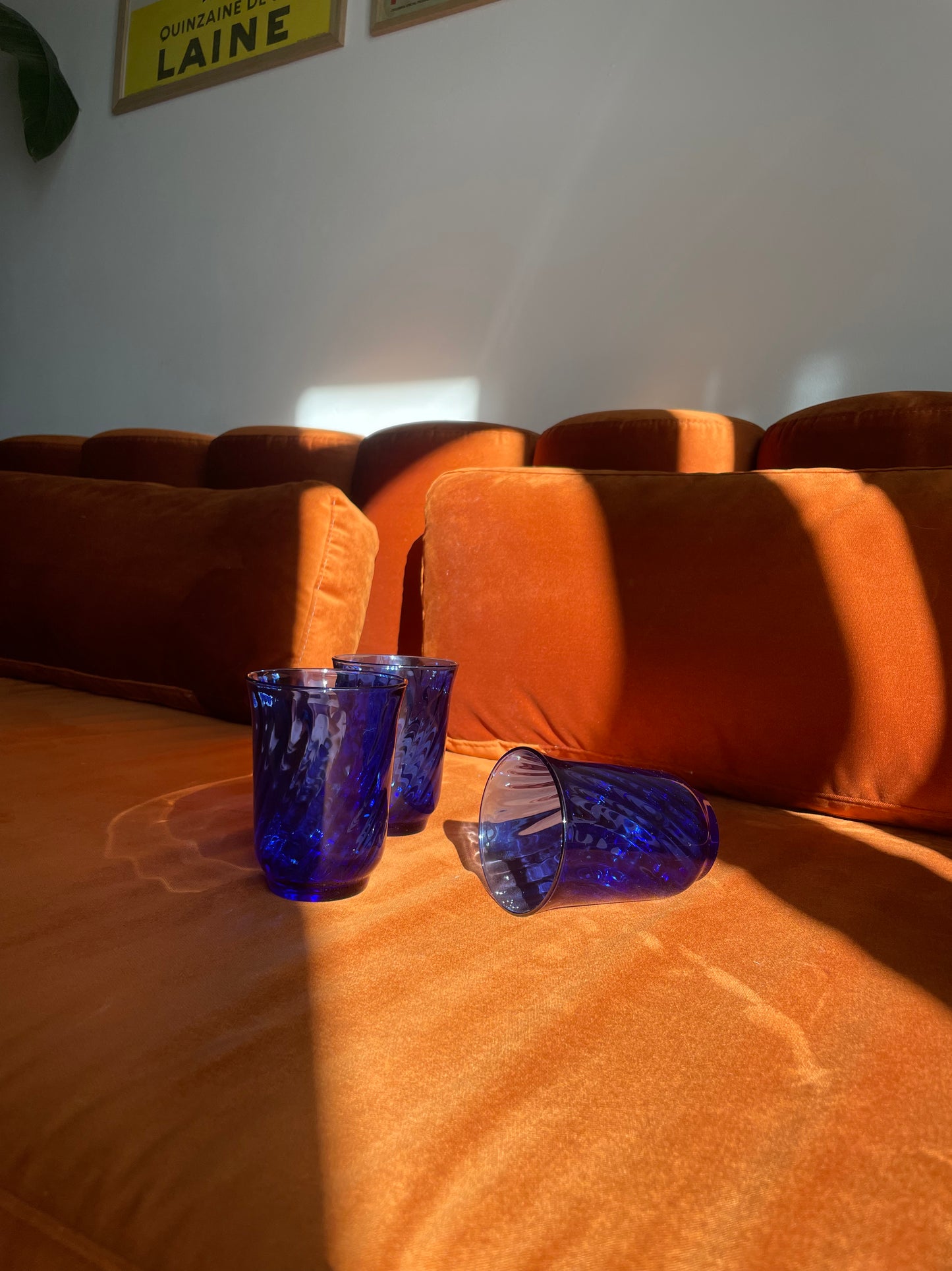 Arcoroc water glass in blue