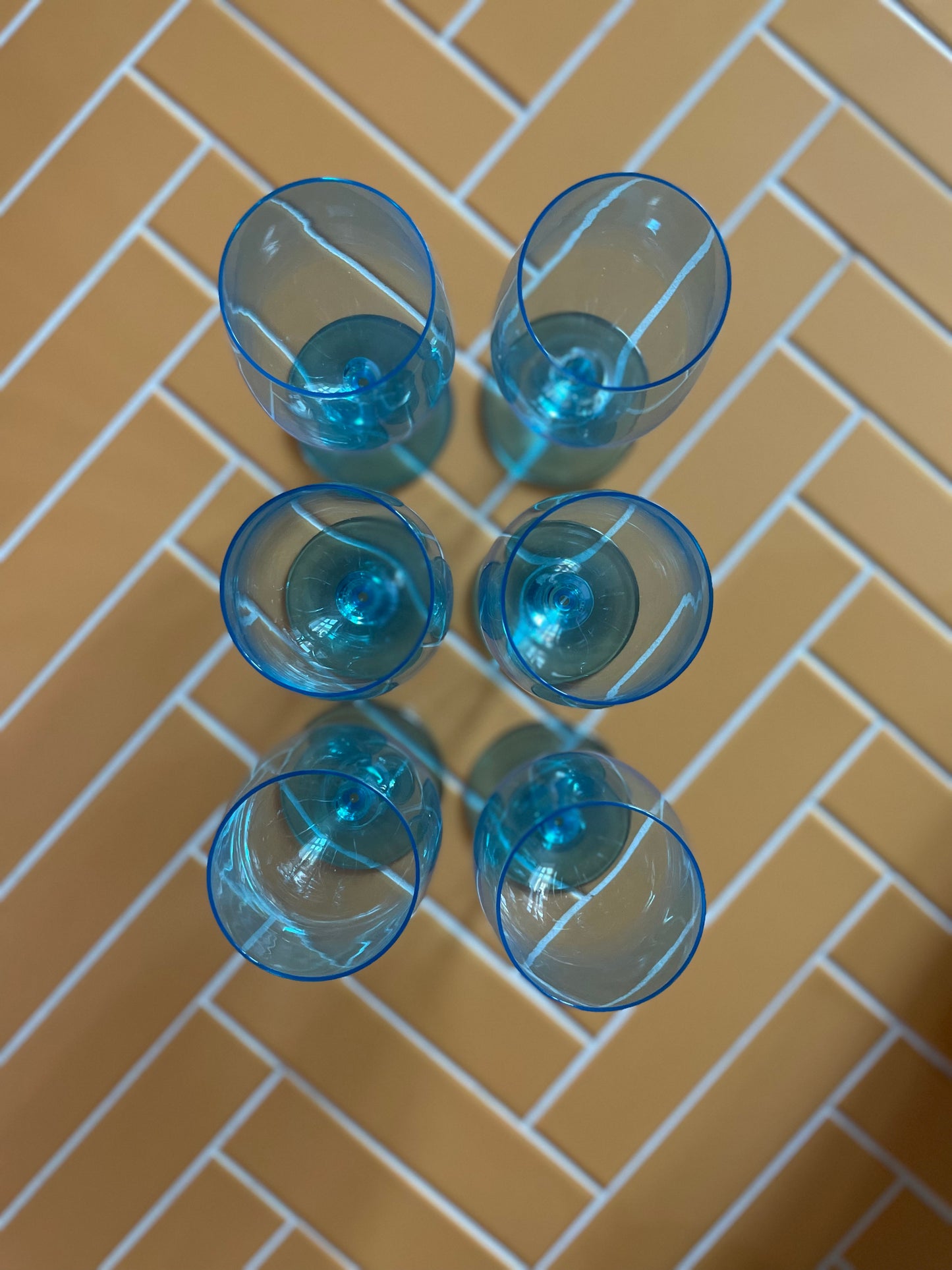 Wine glass in sea blue glass